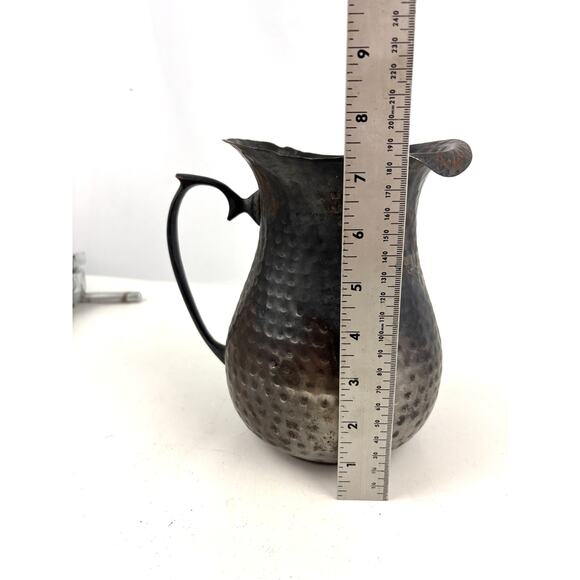 Vintage Hammered Pewter Jug Pitcher - Picture 13 of 15